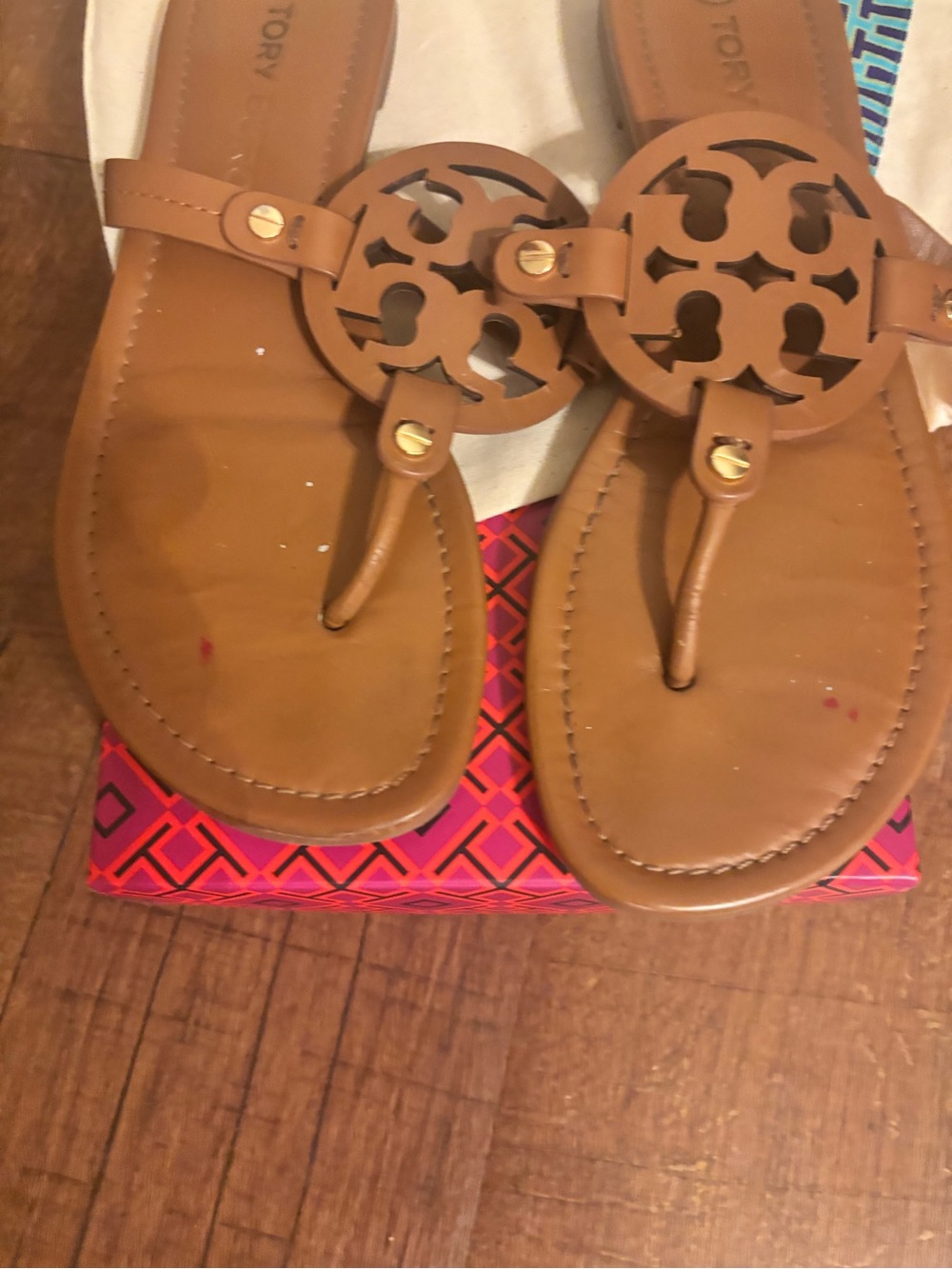 Tory Burch Vintage Vachetta Brown Miller Calf Leather Sandals - Picture 2 of 5